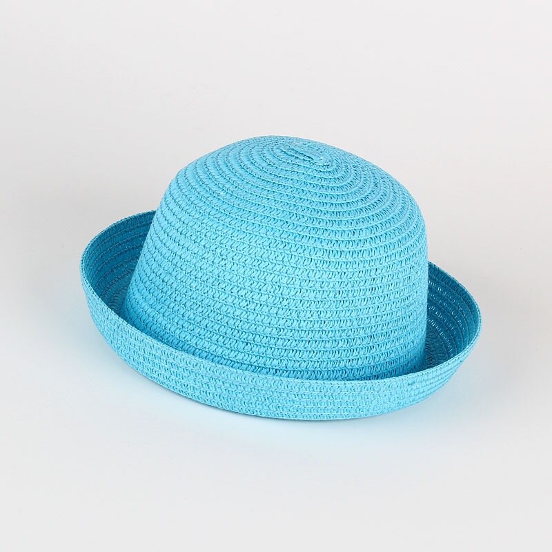 Girls' wide brim straw sun hat, perfect for sunny days, offering excellent UV protection.