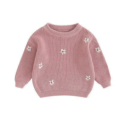 Newborn flower knit acrylic sweater, comfortable and warm baby apparel