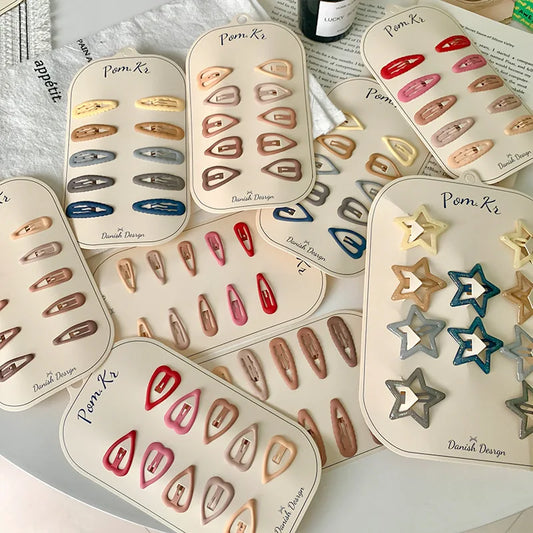 Baby girls' colorful oval hair clips set, 10 pieces, perfect for kids' hair styling, toddler fashion