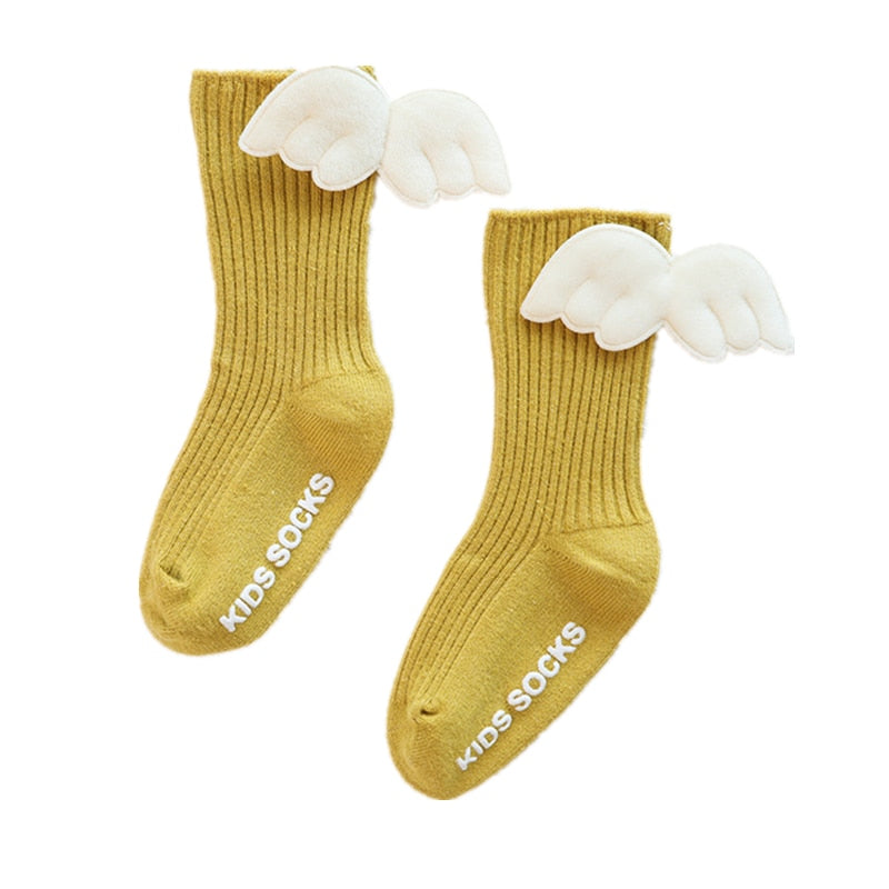 Little girls' versatile knee-high socks, pink cotton with a lovely bowknot