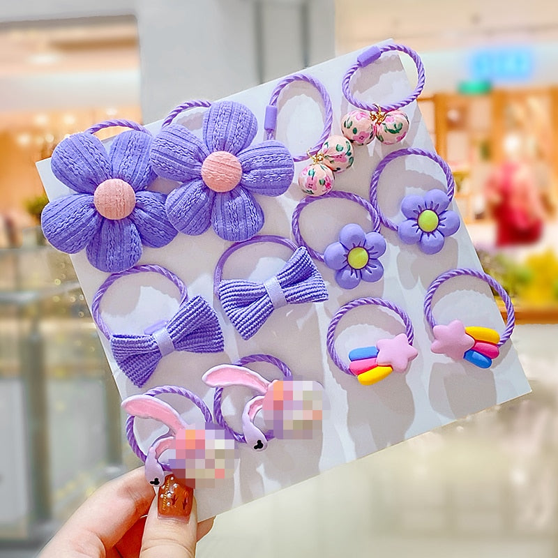 Collection of stretchy elastic hair ties for baby girls, perfect for ponytails and pigtails