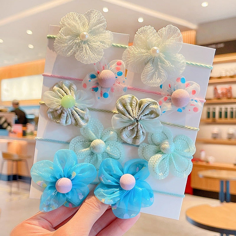 Baby girl's everyday elastic hair ties and special occasion headbands, multi-piece set