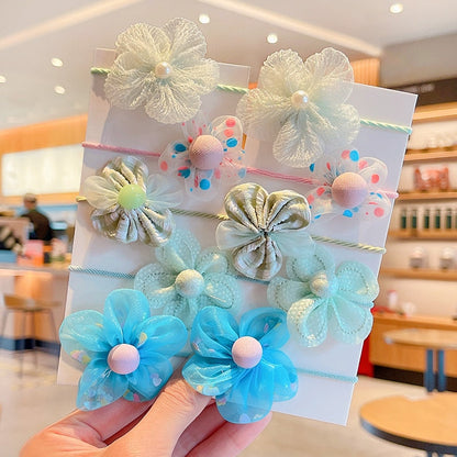 Baby girl's everyday elastic hair ties and special occasion headbands, multi-piece set