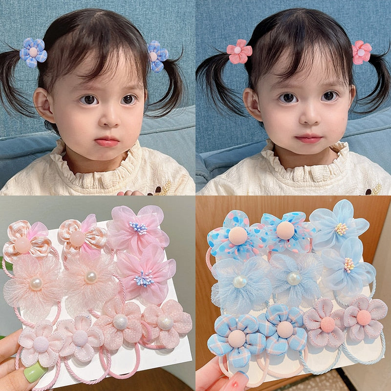 Baby girl's cute elastic hair ties with small bows and non-slip soft headbands