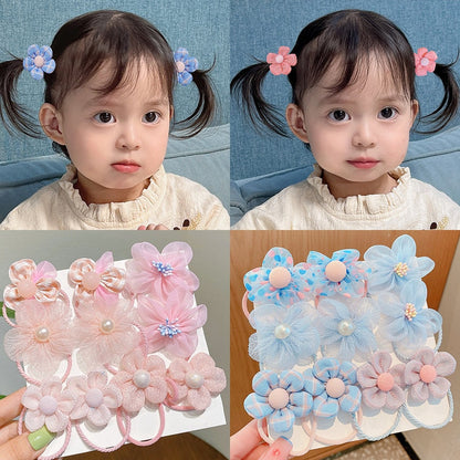 Baby girl's cute elastic hair ties with small bows and non-slip soft headbands
