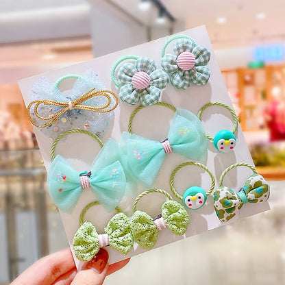 Baby girls' adorable hair accessory set with comfortable elastic ties and decorative headbands