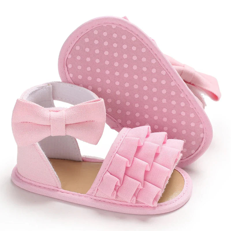 Baby Girls' Grey Summer Ballet Sandals, first walker shoes, comfortable design