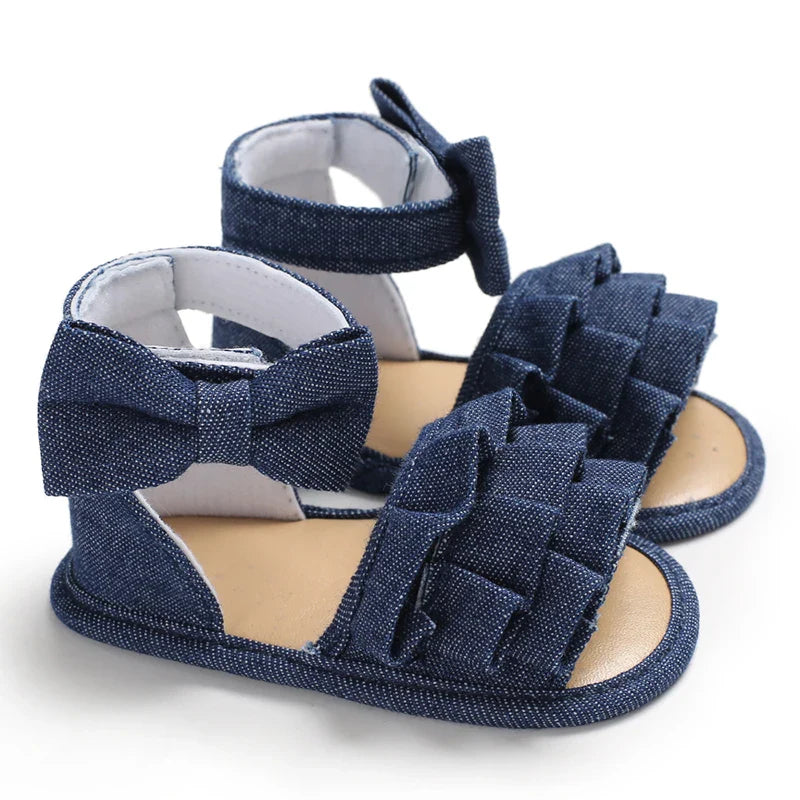 Baby Girls' Green Summer Ballet Sandals, comfortable and breathable cotton