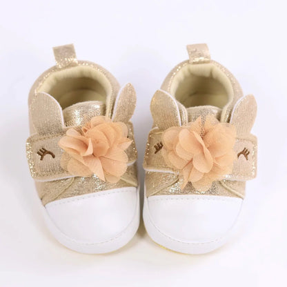 Sweet baby girls' unicorn first walkers, a delightful addition to any outfit.