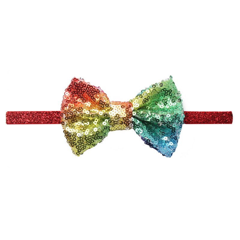 Bundle of baby girl sequin bow headbands in various colors, soft fabric, cute and fashionable