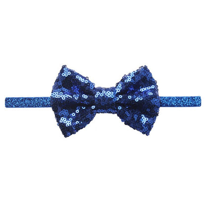 Infant hairbow: Gentle pink sequin bow headband, stretchy and comfortable for baby's head