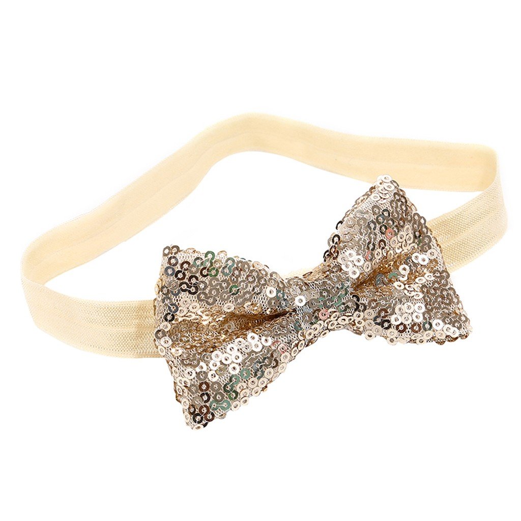 Newborn accessory: Pink sequin bow headband for baby girls, gentle on delicate skin