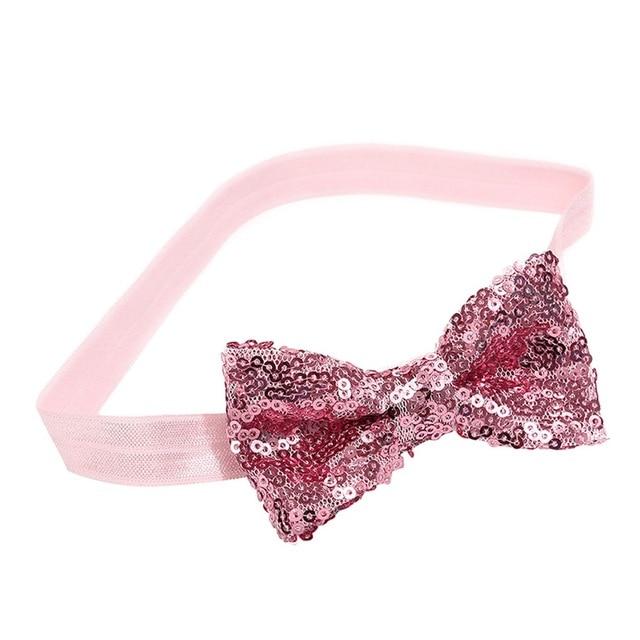 Toddler fashion: Pink sequin bow headband, sparkling hair accessory for young children