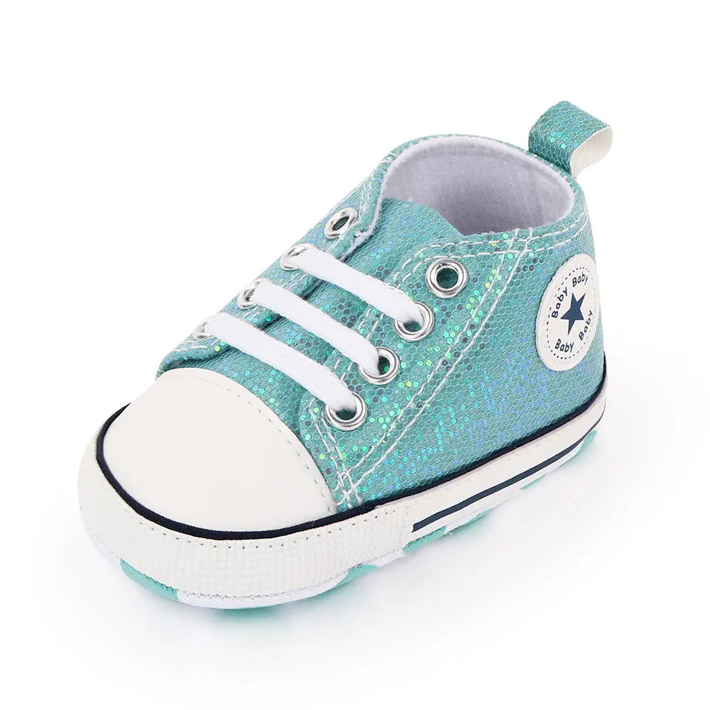 Baby girls' casual canvas shoes with all-over sequins, great for everyday wear