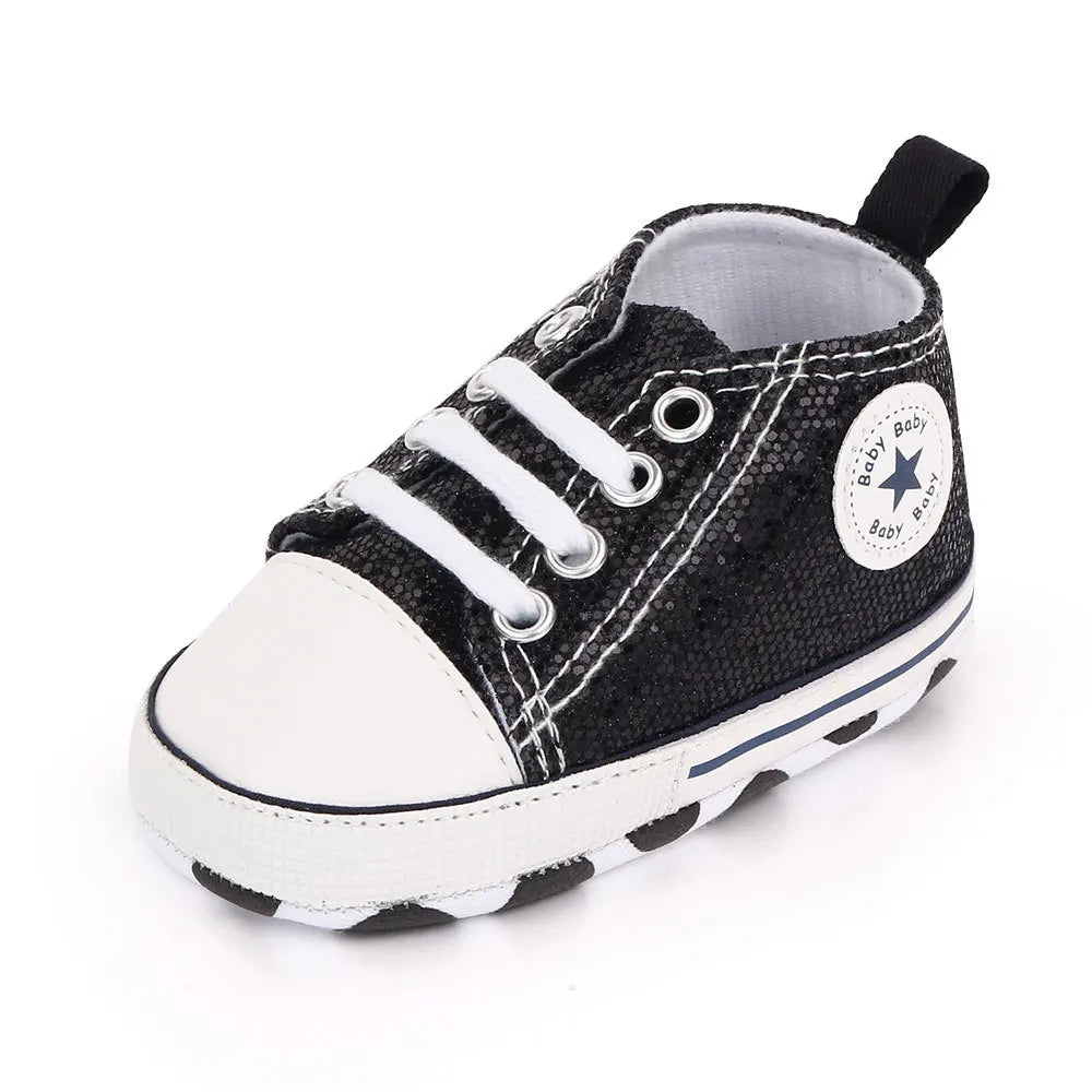 Toddler girls' casual sequin canvas shoes, non-slip sole, perfect for active first walkers