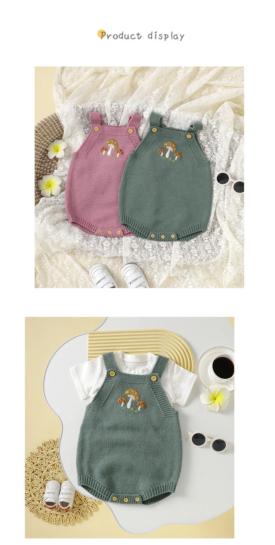 Light pink sleeveless baby girl knit romper, a sweet addition to fall baby wear.