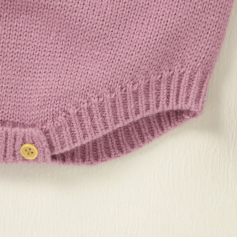 Three baby girls' sleeveless knit bodysuits in different pastel colors, fall baby clothes.