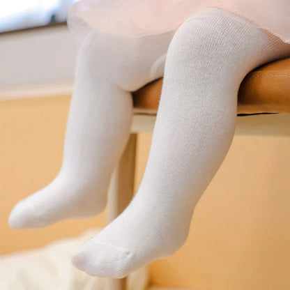 Durable hosiery: baby girls black cotton blend stockings for toddlers