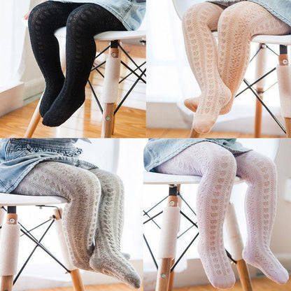 Baby girls' soft pink cotton full-length leggings, perfect for comfortable everyday wear