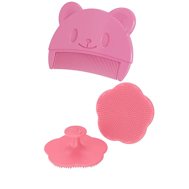 Two-piece baby care set: a soft brush and a fine-tooth comb for gentle child hair care