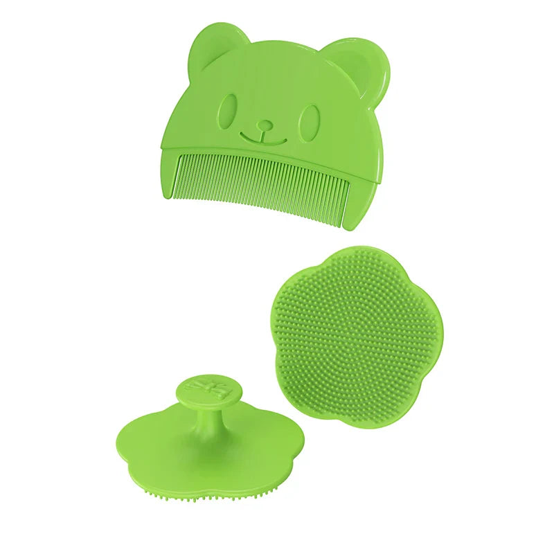Natural wood handle baby brush and comb kit, perfect for newborn bath time essentials