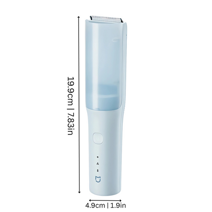 Child-safe hair clipper featuring a built-in vacuum to neatly collect trimmed hair, ideal for baby grooming.