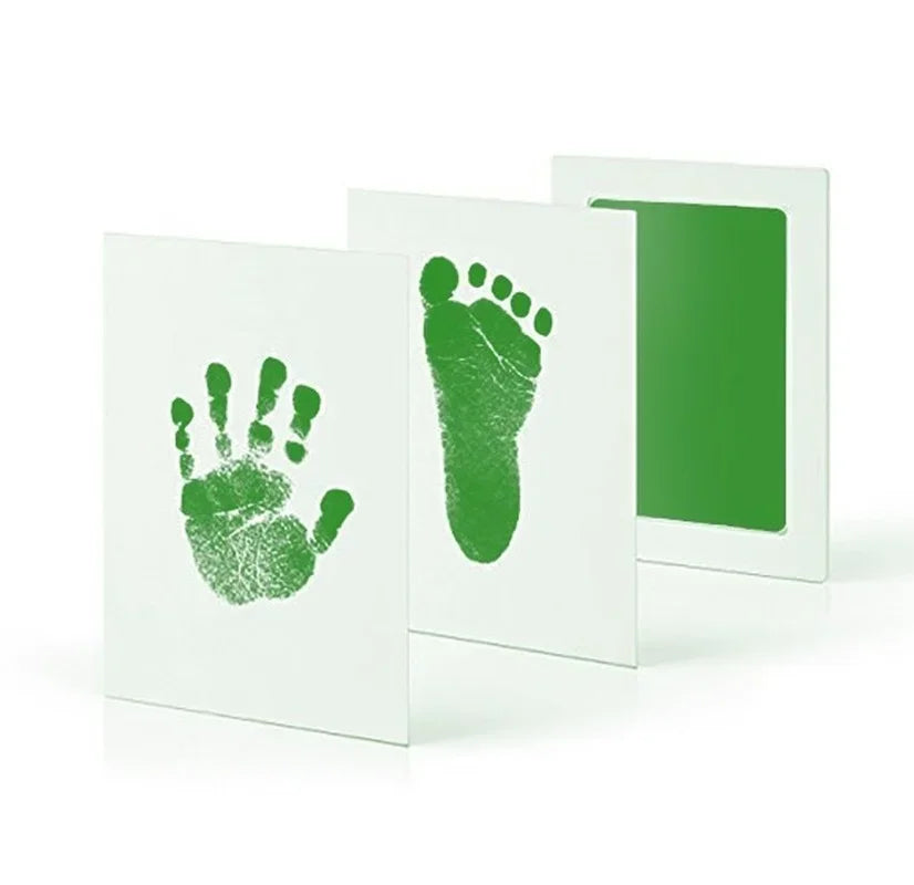 Comparison of a baby's hand before and after using the inkless print kit