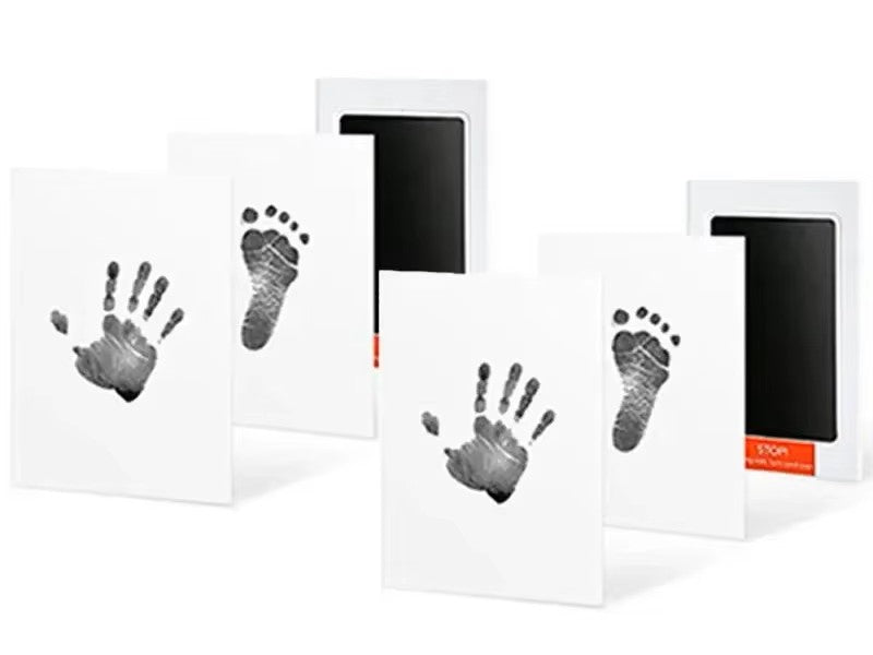 Close-up of the inkless print card with baby's name written, personalized keepsake