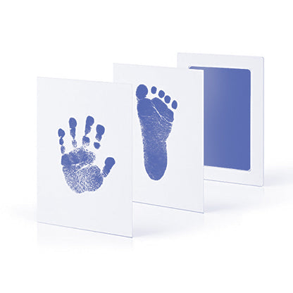 Baby safe handprint kit display featuring a child's tiny foot impression