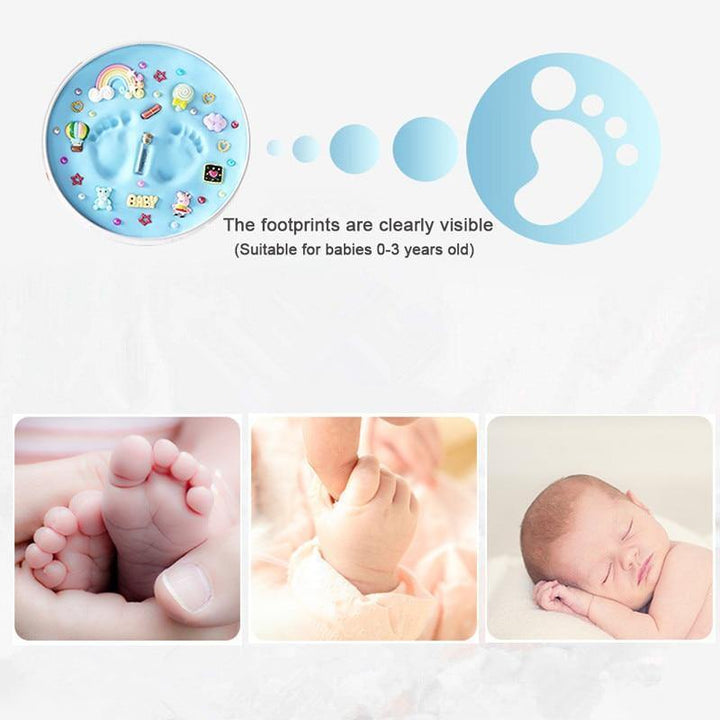 Cherish infant memories with this baby handprint footprint keepsake frame kit.