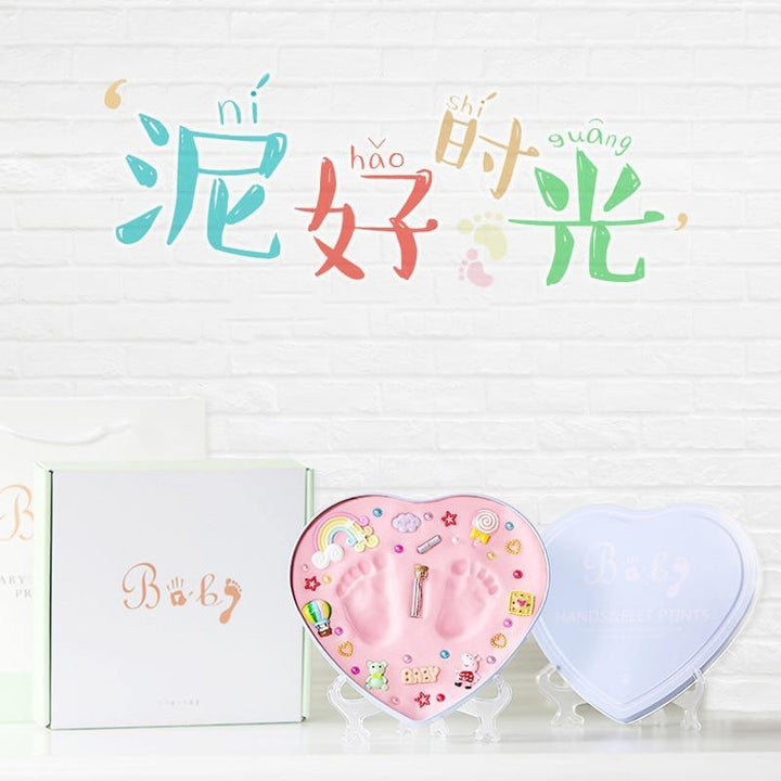 Personalized baby gift: DIY handprint footprint memory frame kit with soft non-toxic clay.