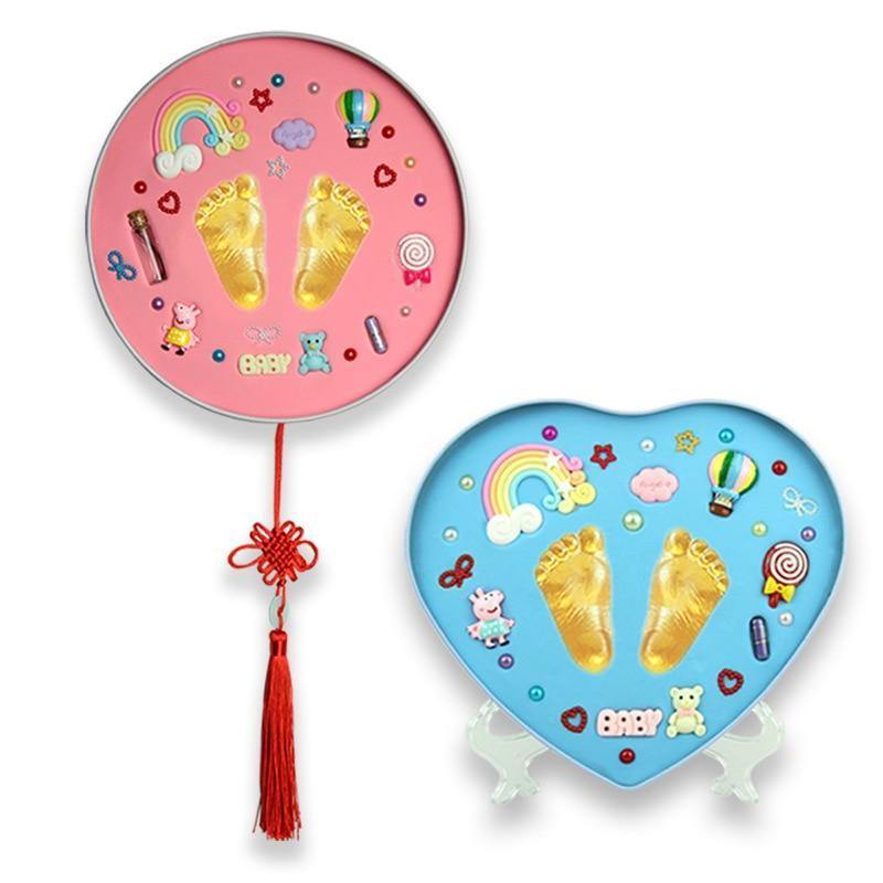 Baby keepsake handprint frame & footprint kit with non-toxic clay for infant memories.