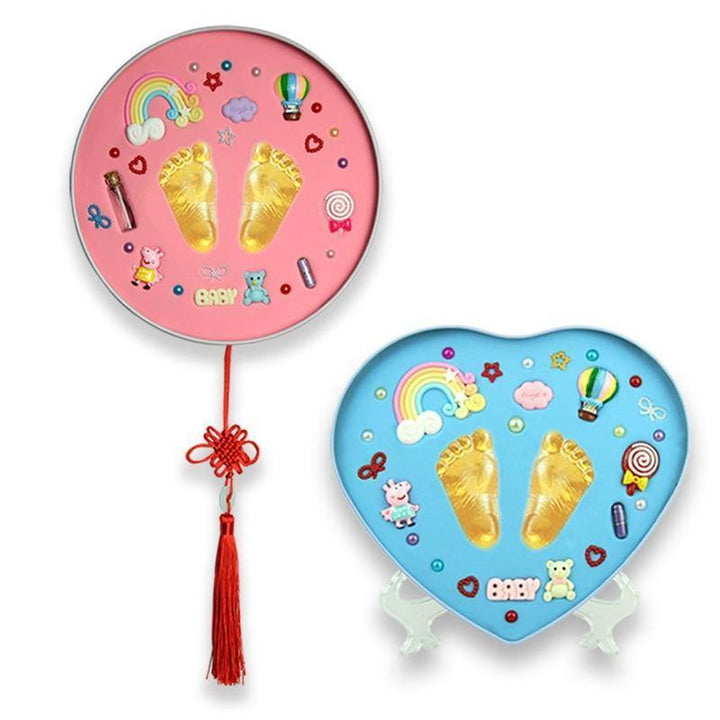 Baby keepsake handprint frame & footprint kit with non-toxic clay for infant memories.