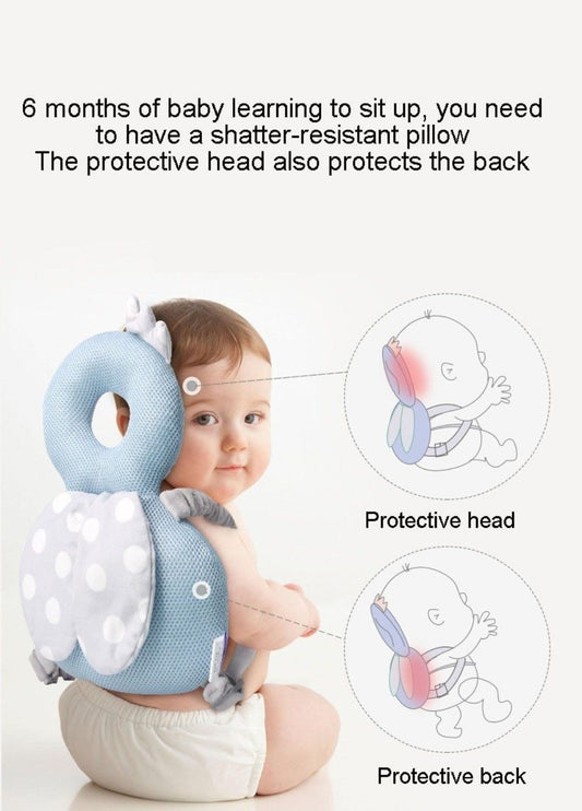 Baby Head Protection Backpack, blue, prevents falls for crawling infants & walking toddlers, soft & comfortable.