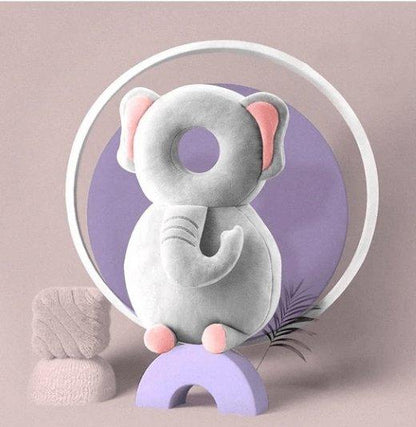 Secure baby head safety backpack, blue bear, provides ultimate protection against bumps & falls, soft pillow back.