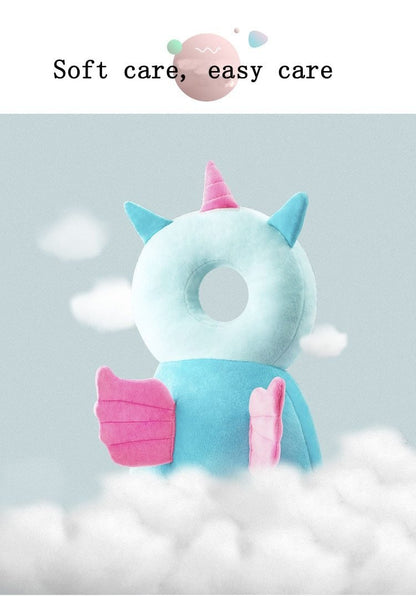 Infant Head Protector Backpack, yellow duck design, for baby safety, prevents flat head syndrome, fall cushion.