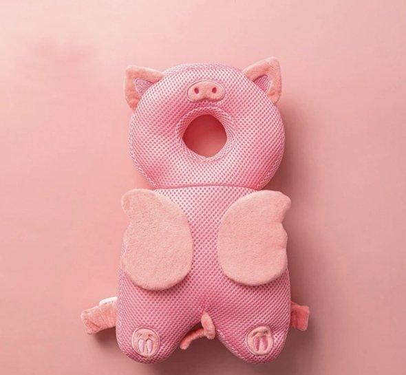 Baby fall prevention backpack, green, adjustable straps, comfort & protection for baby's delicate head & back.