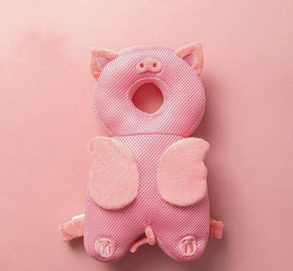 Baby fall prevention backpack, green, adjustable straps, comfort & protection for baby's delicate head & back.