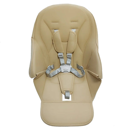 Upgrade your high chair with this seat cushion and integrated 5-point safety belt for infants