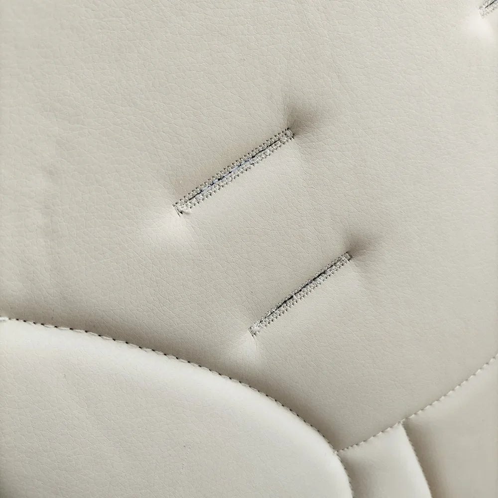 Stylish grey PU leather high chair cushion and 5-point safety belt for modern baby dining