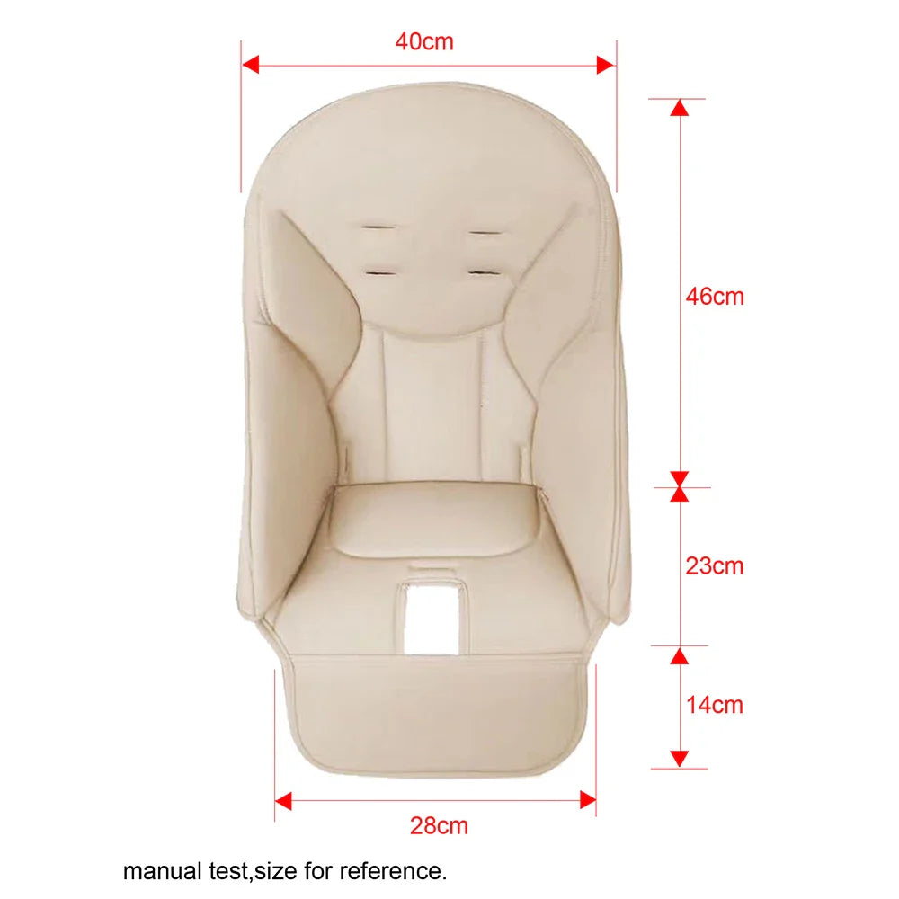 Premium baby high chair cushion with safety belt, PU leather for effortless cleaning after meals