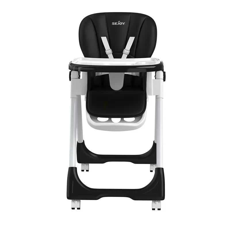 Versatile baby high chair: height & recline adjustable, compact for storage, perfect for feeding.