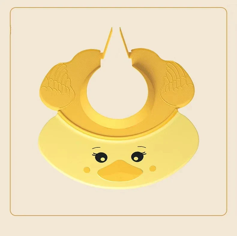 Green Baby Hippo Shampoo Visor Cap, ready for use, emphasizing its easy-to-clean silicone material.