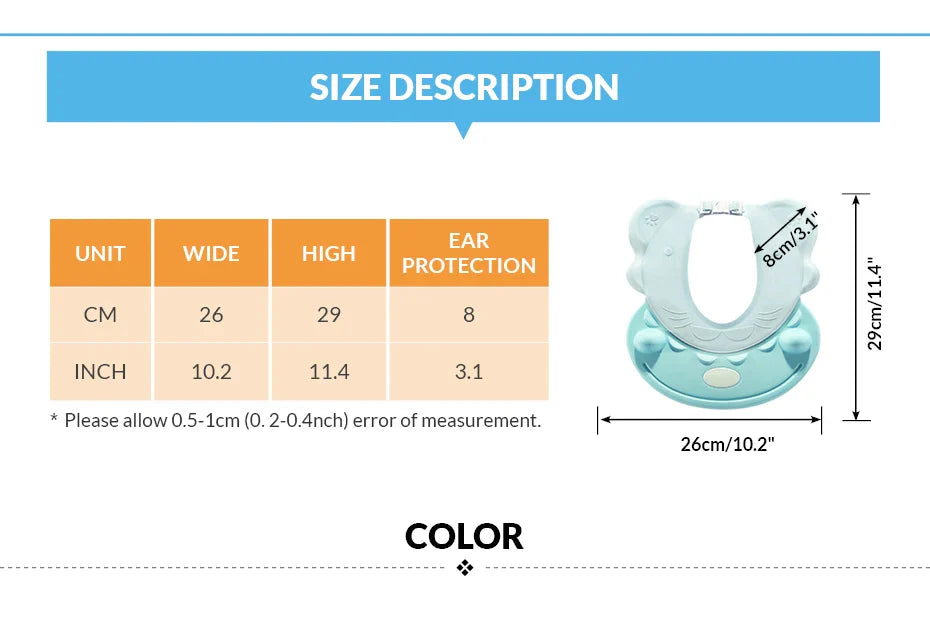 Hands demonstrating the flexibility of a pink Baby Hippo Shampoo Visor Cap, secure toddler bath fit.