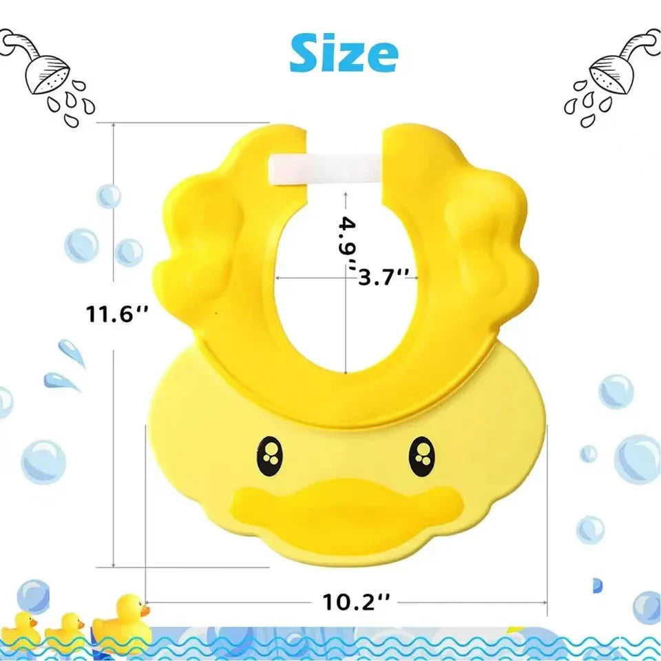 Orange Baby Hippo Shampoo Visor Cap, soft silicone for gentle toddler bath and water protection.