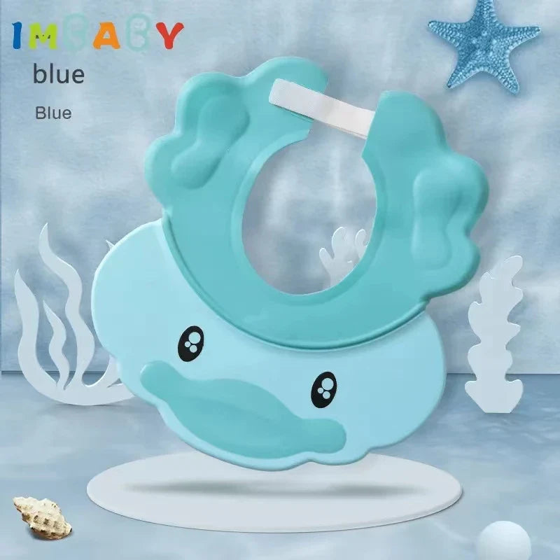 Baby Hippo Shampoo Visor Cap, purple, detailed hippo design, perfect for tear-free baby bathing.