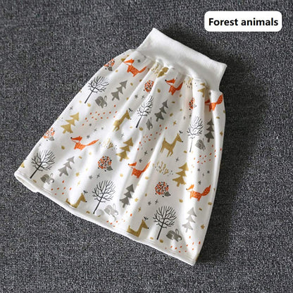 Happy baby in sleepwear with innovative 2-in-1 diaper shorts, no more wet nights.