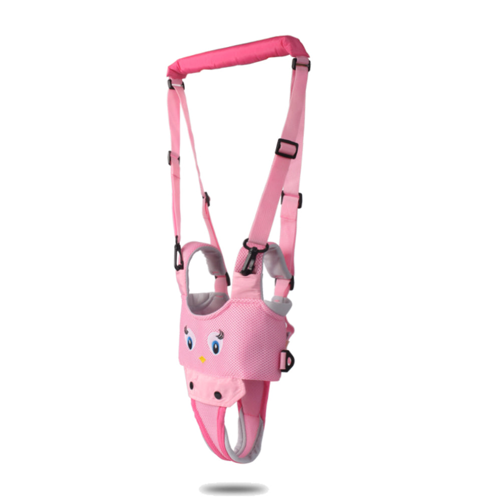 Adjustable toddler walking aid, a baby safety harness with padded support for learning to walk.