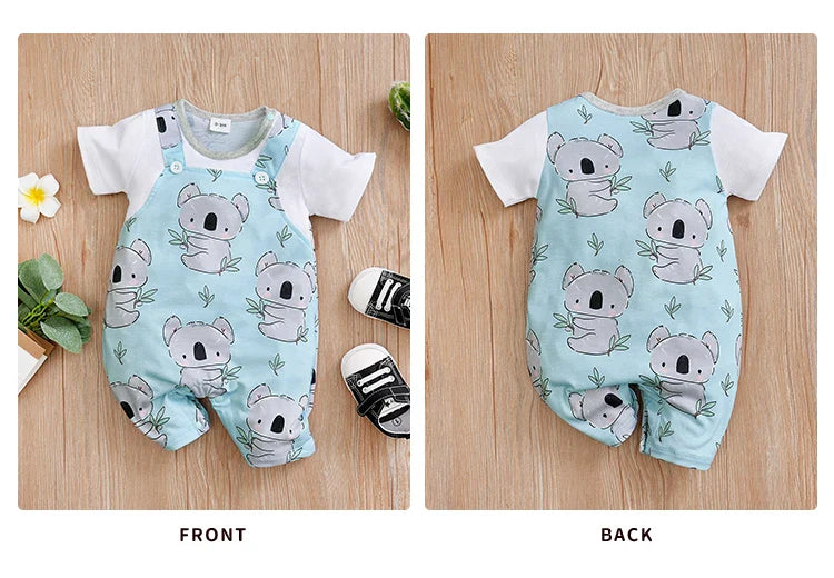 Folded koala print baby romper, soft and ready for wear, gender-neutral baby clothes