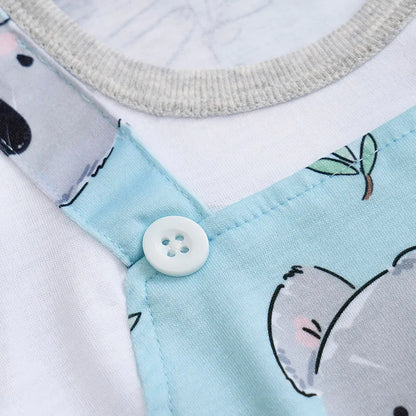 Cute gender-neutral baby romper with a playful koala pattern, ideal for summer